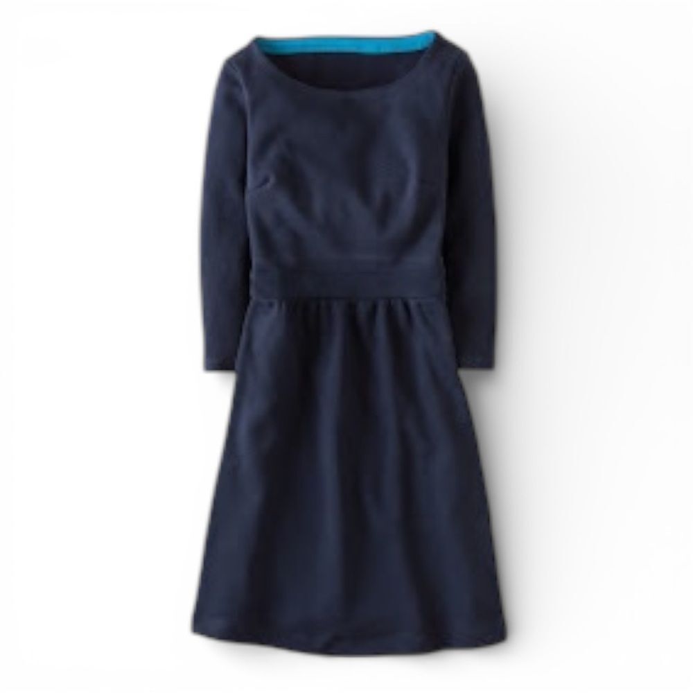 Boden Leila Ponte Dress Navy Blue Fit & Flare 3/4 Sleeve Work Office Size US 10 - Picture 9 of 10